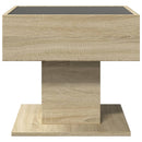 vidaXL sonoma tölgy szerelt fa dohányzóasztal LED-del 50 x 50 x 45 cm