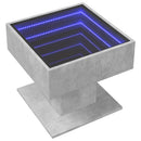vidaXL betonszürke szerelt fa dohányzóasztal LED-del 50 x 50 x 45 cm