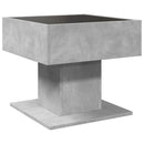 vidaXL betonszürke szerelt fa dohányzóasztal LED-del 50 x 50 x 45 cm