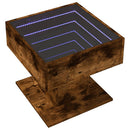 vidaXL füstös tölgy szerelt fa dohányzóasztal LED-del 50 x 50 x 45 cm