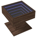 vidaXL barna tölgy szerelt fa dohányzóasztal LED-del 50 x 50 x 45 cm