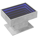 vidaXL betonszürke szerelt fa dohányzóasztal LED-del 70 x 50 x 45 cm