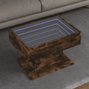 vidaXL füstös tölgy szerelt fa dohányzóasztal LED-del 70 x 50 x 45 cm