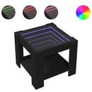 vidaXL fekete szerelt fa dohányzóasztal LED-del 53 x 53 x 45 cm
