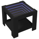 vidaXL fekete szerelt fa dohányzóasztal LED-del 53 x 53 x 45 cm