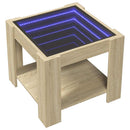 vidaXL sonoma tölgy szerelt fa dohányzóasztal LED-del 53 x 53 x 45 cm