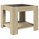 vidaXL sonoma tölgy szerelt fa dohányzóasztal LED-del 53 x 53 x 45 cm
