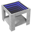 vidaXL betonszürke szerelt fa dohányzóasztal LED-del 53 x 53 x 45 cm