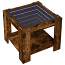 vidaXL füstös tölgy szerelt fa dohányzóasztal LED-del 53 x 53 x 45 cm