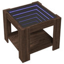 vidaXL barna tölgy szerelt fa dohányzóasztal LED-del 53 x 53 x 45 cm