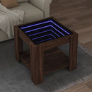 vidaXL barna tölgy szerelt fa dohányzóasztal LED-del 53 x 53 x 45 cm