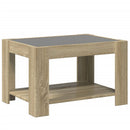 vidaXL sonoma tölgy szerelt fa dohányzóasztal LED-del 73 x 53 x 45 cm