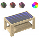 vidaXL sonoma tölgy szerelt fa dohányzóasztal LED-del 93 x 53 x 45 cm