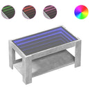 vidaXL betonszürke szerelt fa dohányzóasztal LED-del 93 x 53 x 45 cm