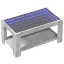 vidaXL betonszürke szerelt fa dohányzóasztal LED-del 93 x 53 x 45 cm