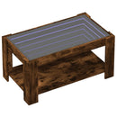 vidaXL füstös tölgy szerelt fa dohányzóasztal LED-del 93 x 53 x 45 cm
