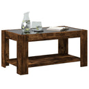 vidaXL füstös tölgy szerelt fa dohányzóasztal LED-del 93 x 53 x 45 cm