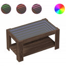 vidaXL barna tölgy szerelt fa dohányzóasztal LED-del 93 x 53 x 45 cm