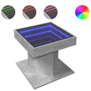 vidaXL betonszürke szerelt fa dohányzóasztal LED-del 50 x 50 x 45 cm