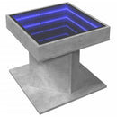 vidaXL betonszürke szerelt fa dohányzóasztal LED-del 50 x 50 x 45 cm