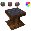 vidaXL füstös tölgy szerelt fa dohányzóasztal LED-del 50 x 50 x 45 cm