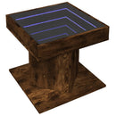 vidaXL füstös tölgy szerelt fa dohányzóasztal LED-del 50 x 50 x 45 cm