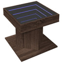 vidaXL barna tölgy szerelt fa dohányzóasztal LED-del 50 x 50 x 45 cm