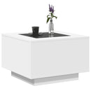 vidaXL fehér szerelt fa dohányzóasztal LED-lámpákkal 60 x 60 x 40 cm