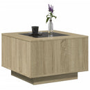 vidaXL sonoma tölgy szerelt fa dohányzóasztal LED-del 60 x 60 x 40 cm