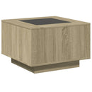 vidaXL sonoma tölgy szerelt fa dohányzóasztal LED-del 60 x 60 x 40 cm