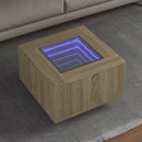 vidaXL sonoma tölgy szerelt fa dohányzóasztal LED-del 60 x 60 x 40 cm