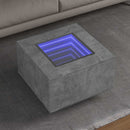 vidaXL betonszürke szerelt fa dohányzóasztal LED-del 60 x 60 x 40 cm