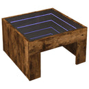 vidaXL füstös tölgy végtelen hatású LED-es dohányzóasztal 50x50x30 cm