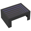 vidaXL fekete végtelen hatású LED-es dohányzóasztal 70 x 50 x 30 cm