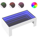 vidaXL fehér végtelen hatású LED-es dohányzóasztal 90 x 50 x 30 cm