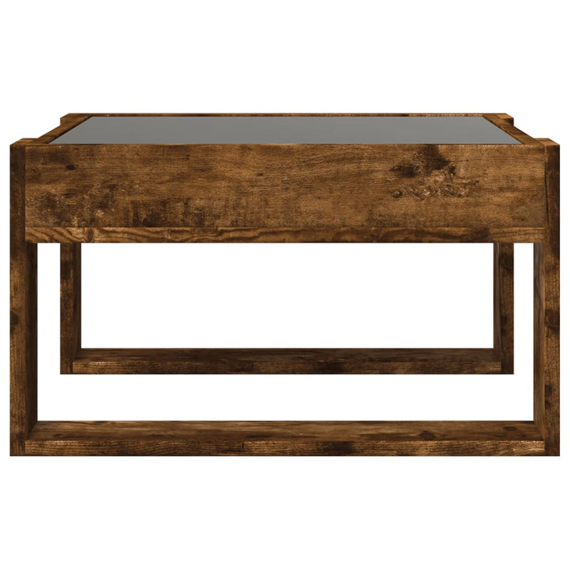 vidaXL füstös tölgy végtelen hatású LED-es dohányzóasztal 50x53x30 cm
