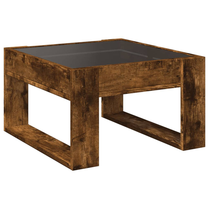 vidaXL füstös tölgy végtelen hatású LED-es dohányzóasztal 50x53x30 cm