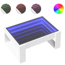 vidaXL fehér végtelen hatású LED-es dohányzóasztal 70 x 53 x 30 cm
