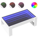 vidaXL fehér végtelen hatású LED-es dohányzóasztal 90 x 53 x 30 cm