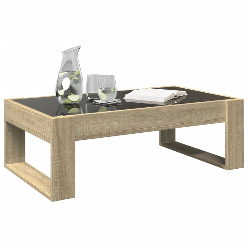 vidaXL sonoma tölgy végtelen hatású LED-es dohányzóasztal 90x53x30 cm