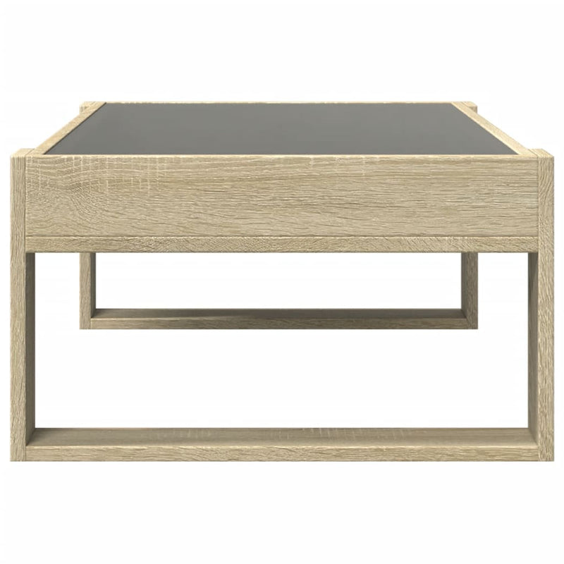 vidaXL sonoma tölgy végtelen hatású LED-es dohányzóasztal 90x53x30 cm