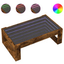 vidaXL füstös tölgy végtelen hatású LED-es dohányzóasztal 90x53x30 cm