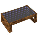 vidaXL füstös tölgy végtelen hatású LED-es dohányzóasztal 90x53x30 cm