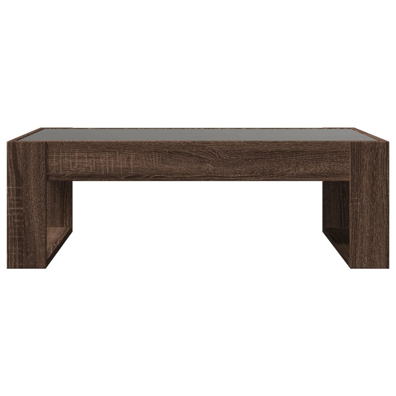 vidaXL barna tölgy végtelen hatású LED-es dohányzóasztal 90x53x30 cm