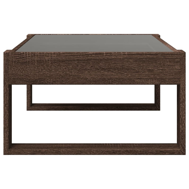 vidaXL barna tölgy végtelen hatású LED-es dohányzóasztal 90x53x30 cm
