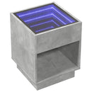 vidaXL betonszürke végtelen hatású LED-es dohányzóasztal 40x40x50 cm