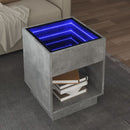 vidaXL betonszürke végtelen hatású LED-es dohányzóasztal 40x40x50 cm