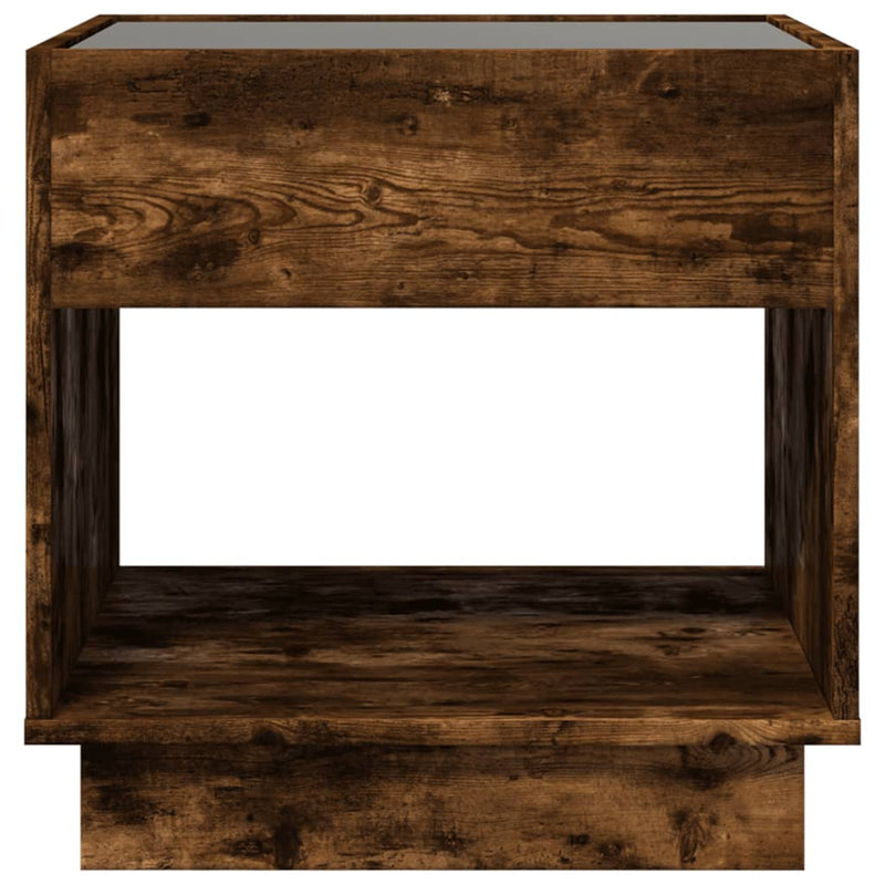 vidaXL füstös tölgy végtelen hatású LED-es dohányzóasztal 50x50x50 cm