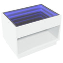 vidaXL fehér végtelen hatású LED-es dohányzóasztal 70 x 50 x 50 cm
