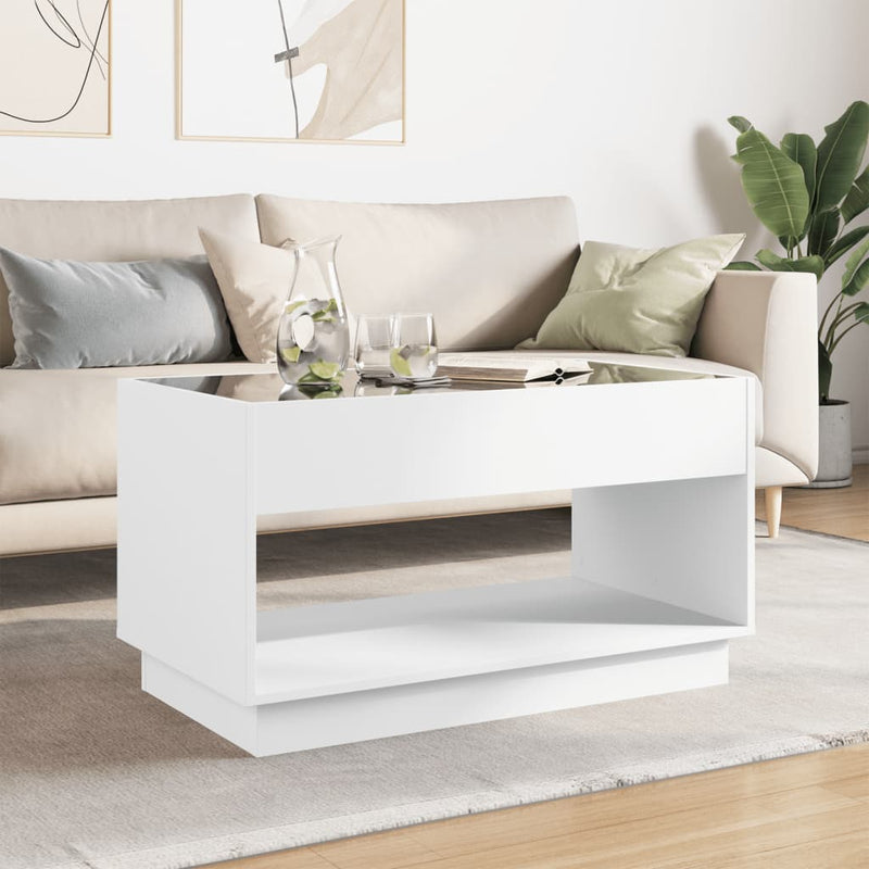 vidaXL fehér végtelen hatású LED-es dohányzóasztal 70 x 50 x 50 cm